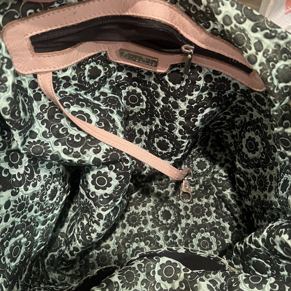 Bon Bonite Blush Pink Leather Hobo Shoulder Bag Metal Beads Dark Cottage Grunge - Picture 3 of 12